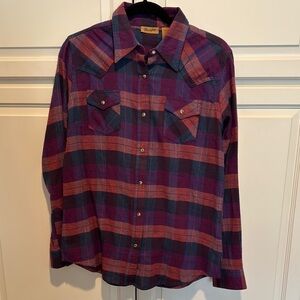 Wrangler Plaid Button-Up Shirt - Purple and Red